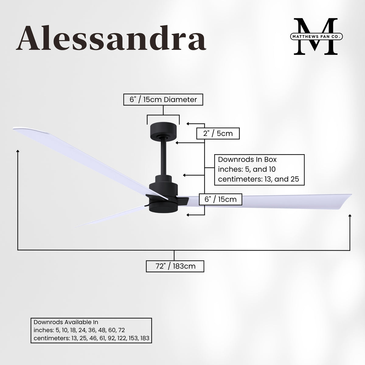 Alessandra 3-Blade Ceiling Fan Without Light Kit