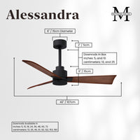 Alessandra 3-Blade Ceiling Fan Without Light Kit