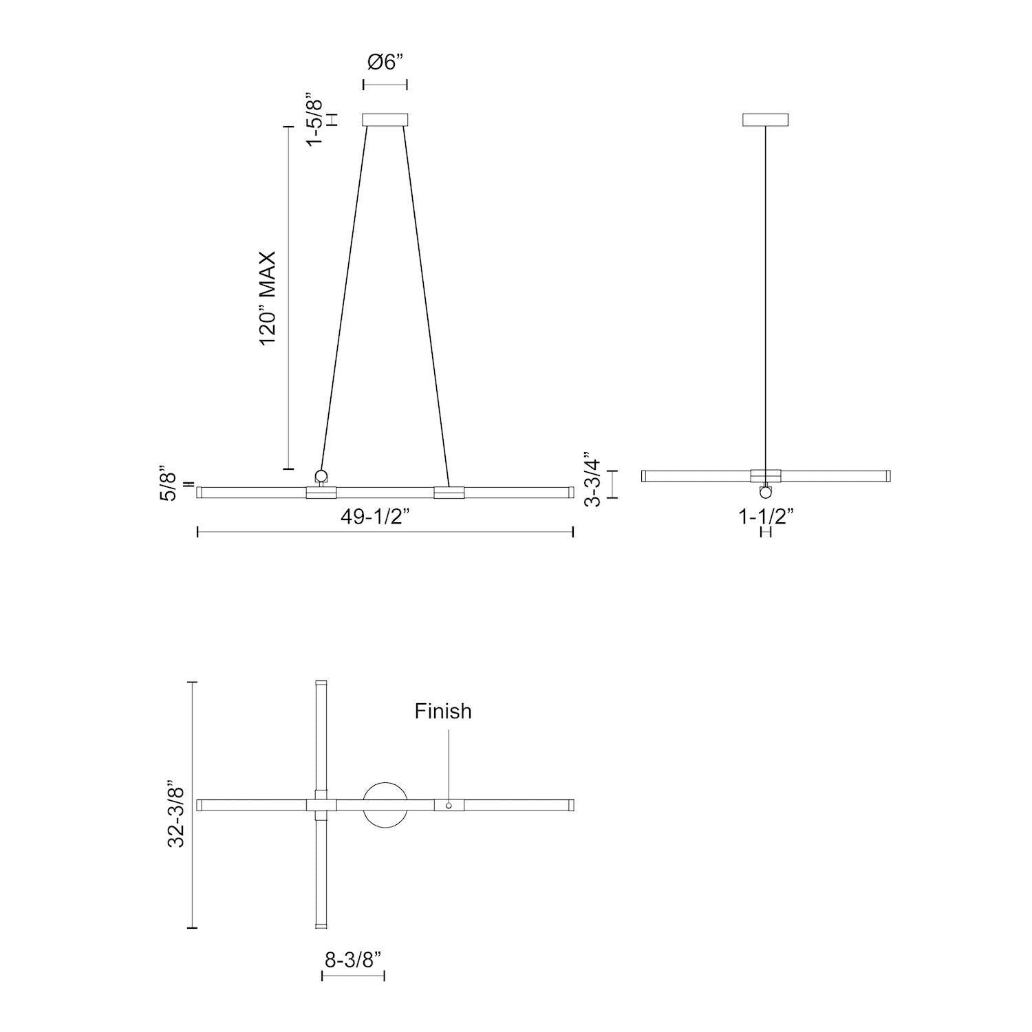 Akari 48-in Aluminum Chandelier