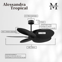 Alessandra Tropical 5-Blade Ceiling Fan Without Light Kit