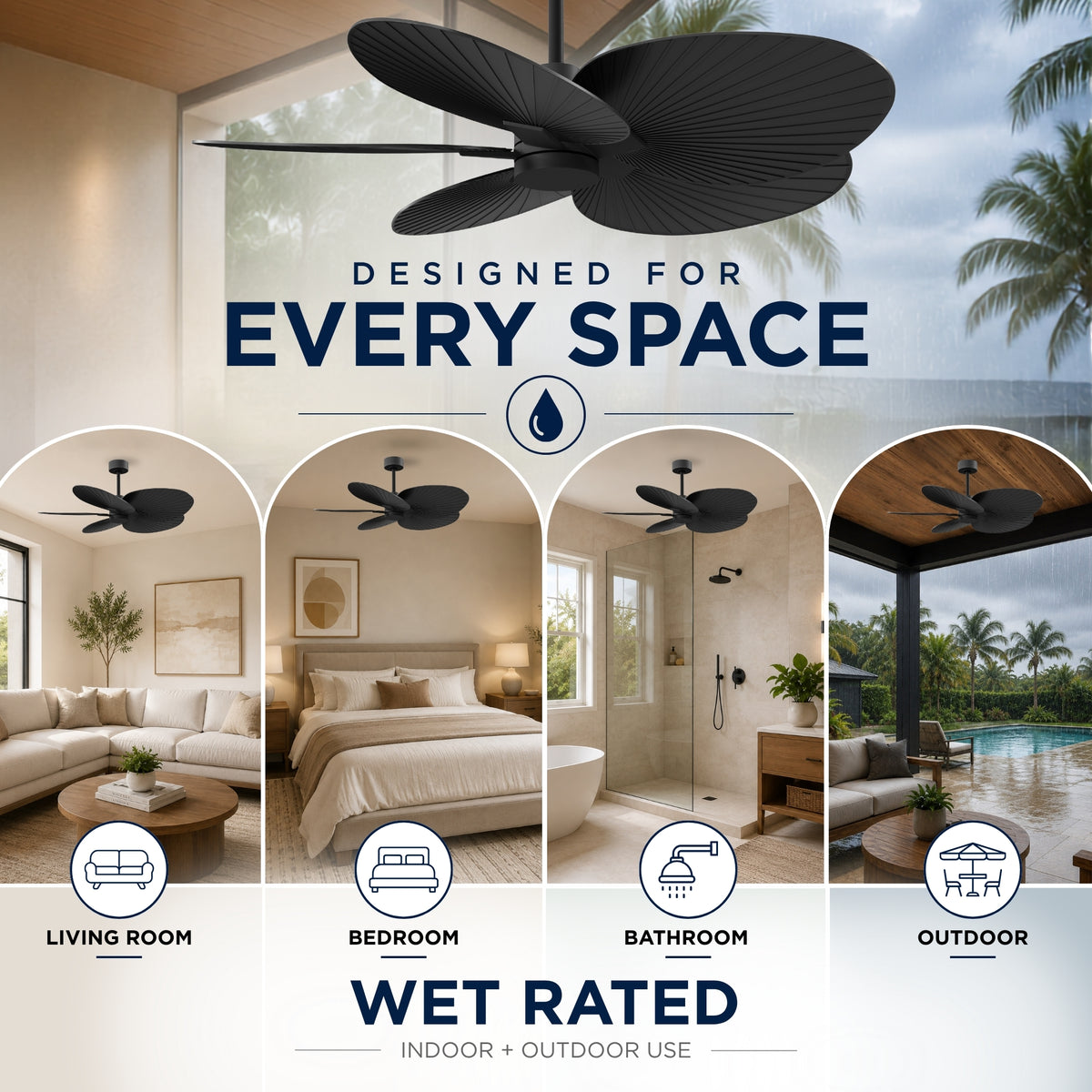 Alessandra Tropical 5-Blade Ceiling Fan Without Light Kit