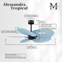 Alessandra Tropical 5-Blade Ceiling Fan Without Light Kit