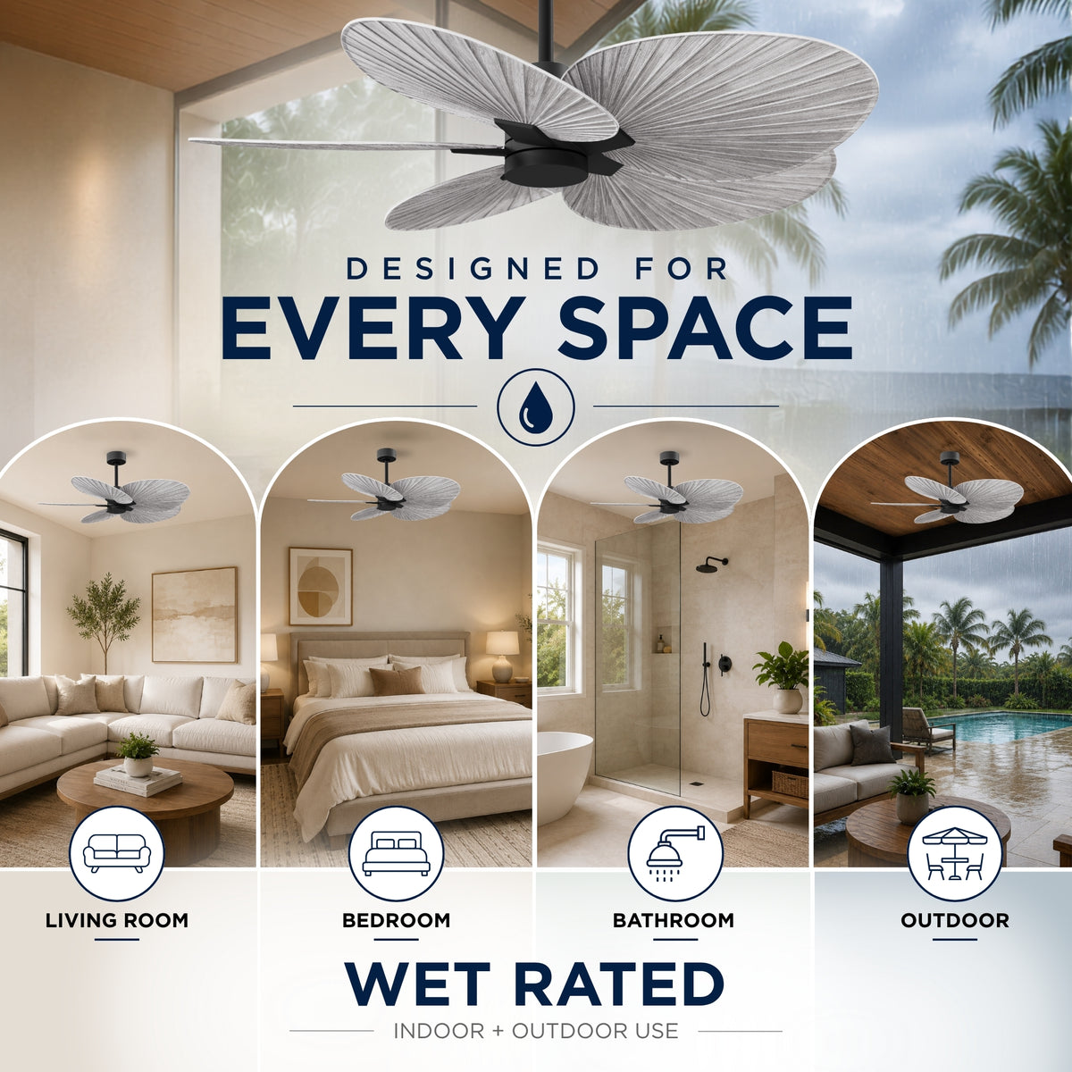 Alessandra Tropical 5-Blade Ceiling Fan Without Light Kit