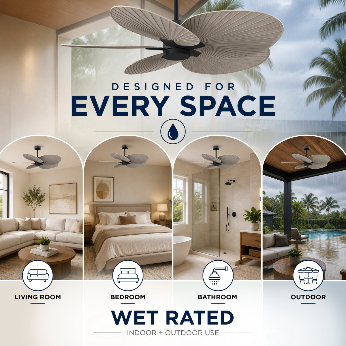 Alessandra Tropical 5-Blade Ceiling Fan Without Light Kit