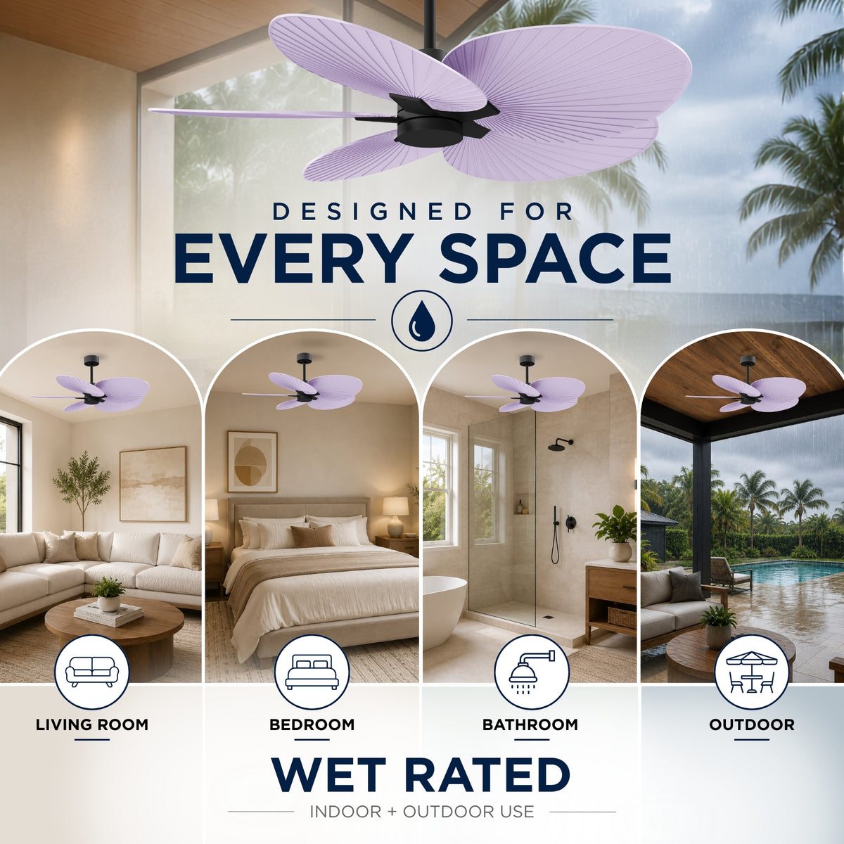 Alessandra Tropical 5-Blade Ceiling Fan Without Light Kit