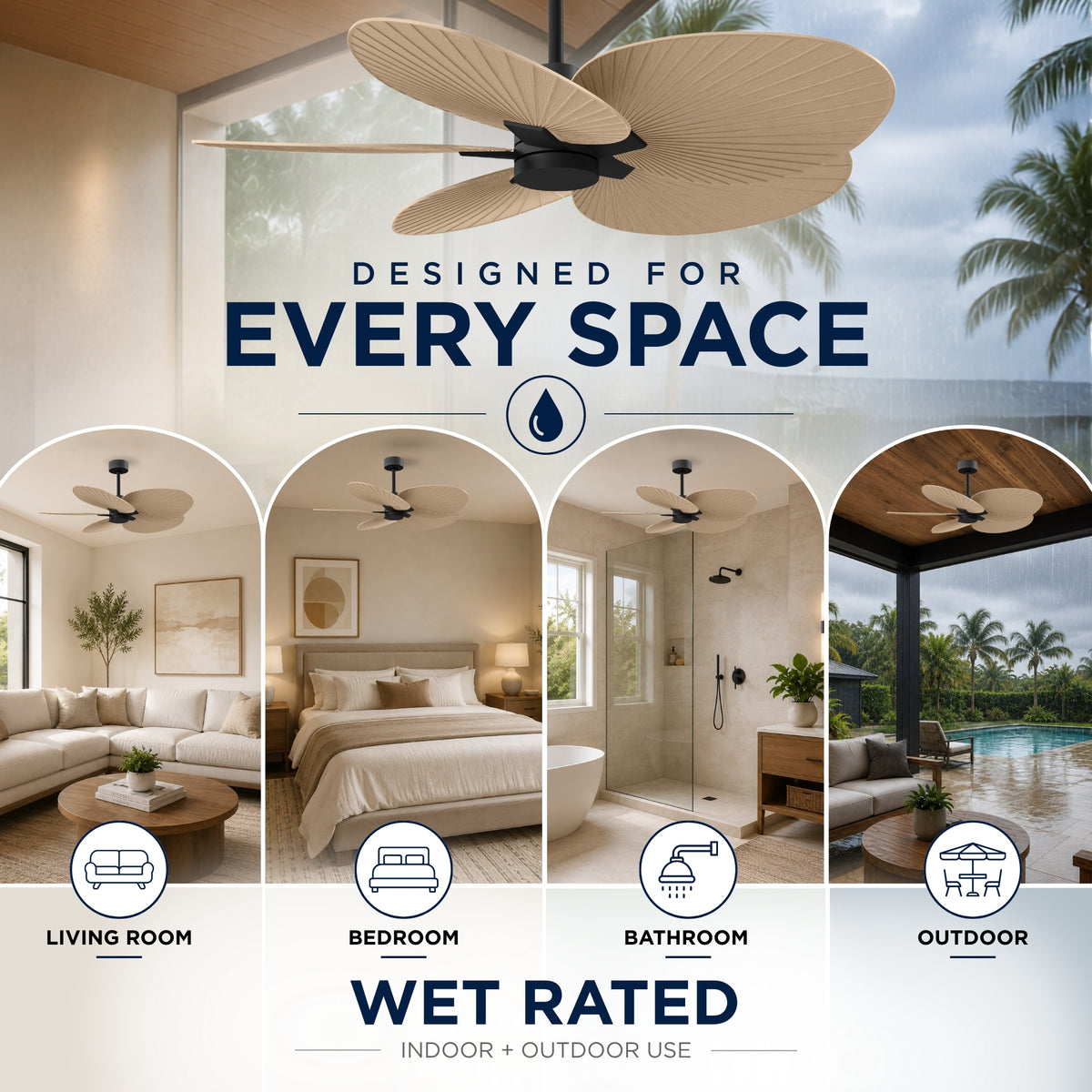 Alessandra Tropical 5-Blade Ceiling Fan Without Light Kit