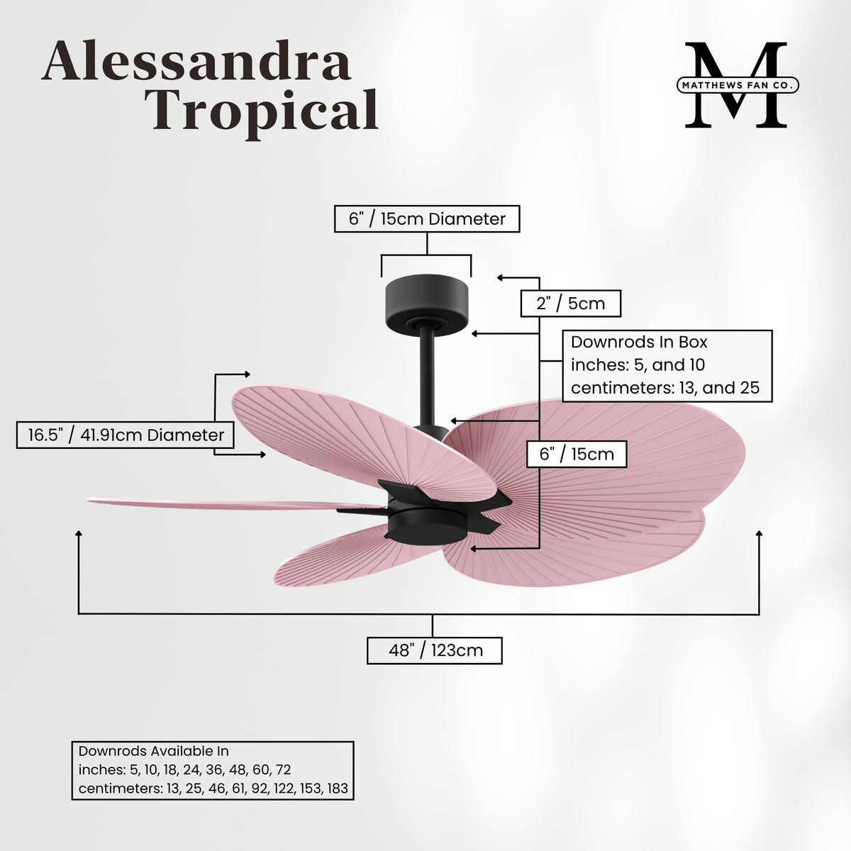 Alessandra Tropical 5-Blade Ceiling Fan Without Light Kit