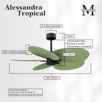 Alessandra Tropical 5-Blade Ceiling Fan Without Light Kit