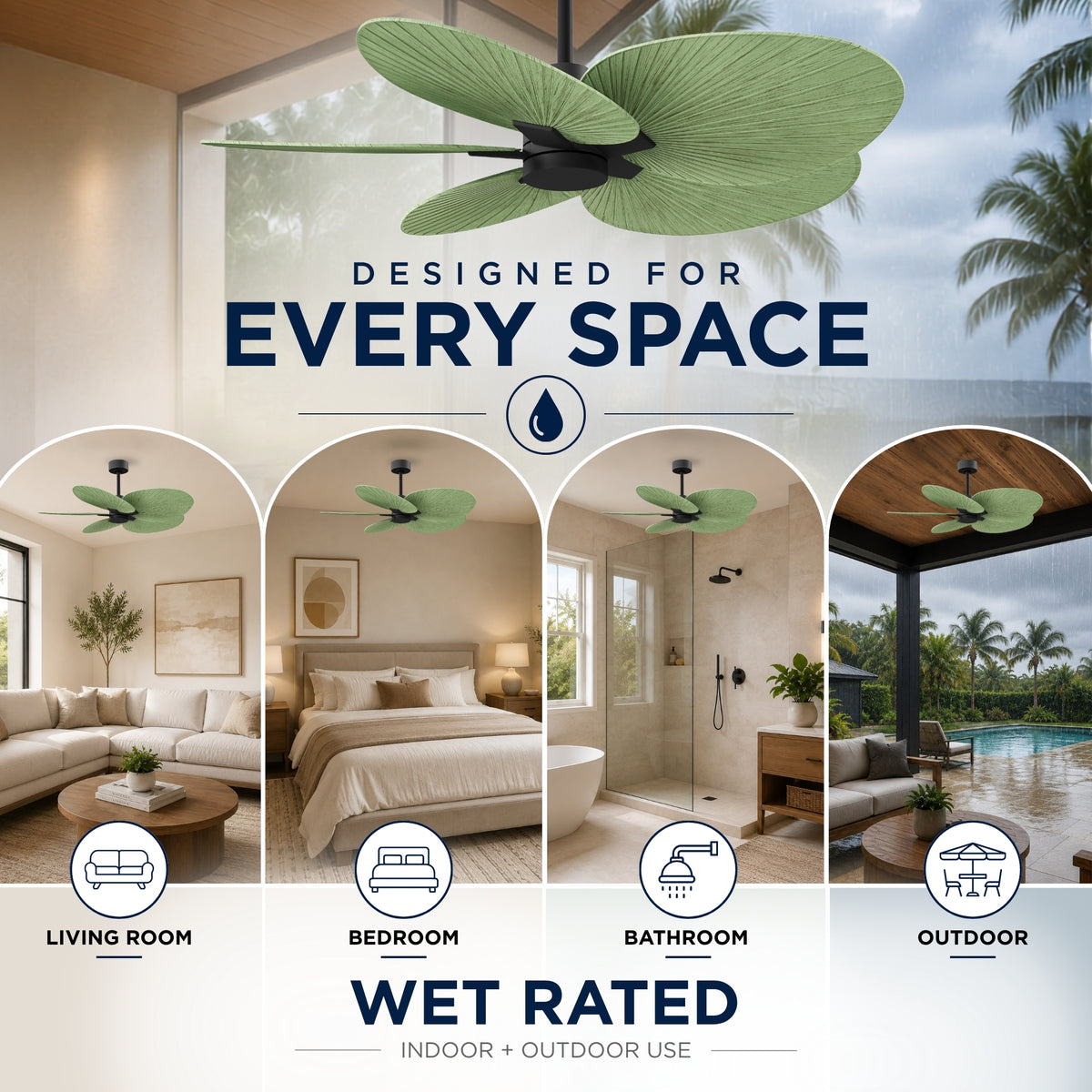 Alessandra Tropical 5-Blade Ceiling Fan Without Light Kit