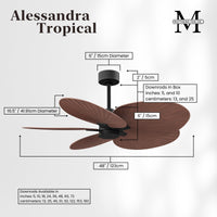 Alessandra Tropical 5-Blade Ceiling Fan Without Light Kit
