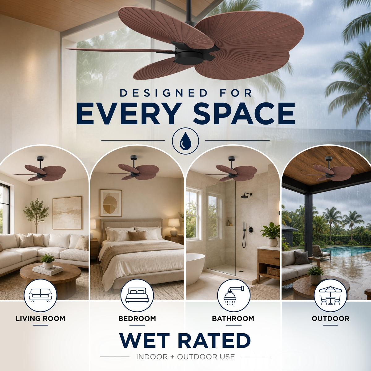 Alessandra Tropical 5-Blade Ceiling Fan Without Light Kit