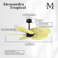 Alessandra Tropical 5-Blade Ceiling Fan Without Light Kit
