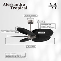 Alessandra Tropical 5-Blade Ceiling Fan Without Light Kit