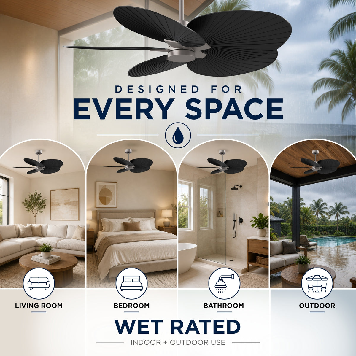 Alessandra Tropical 5-Blade Ceiling Fan Without Light Kit
