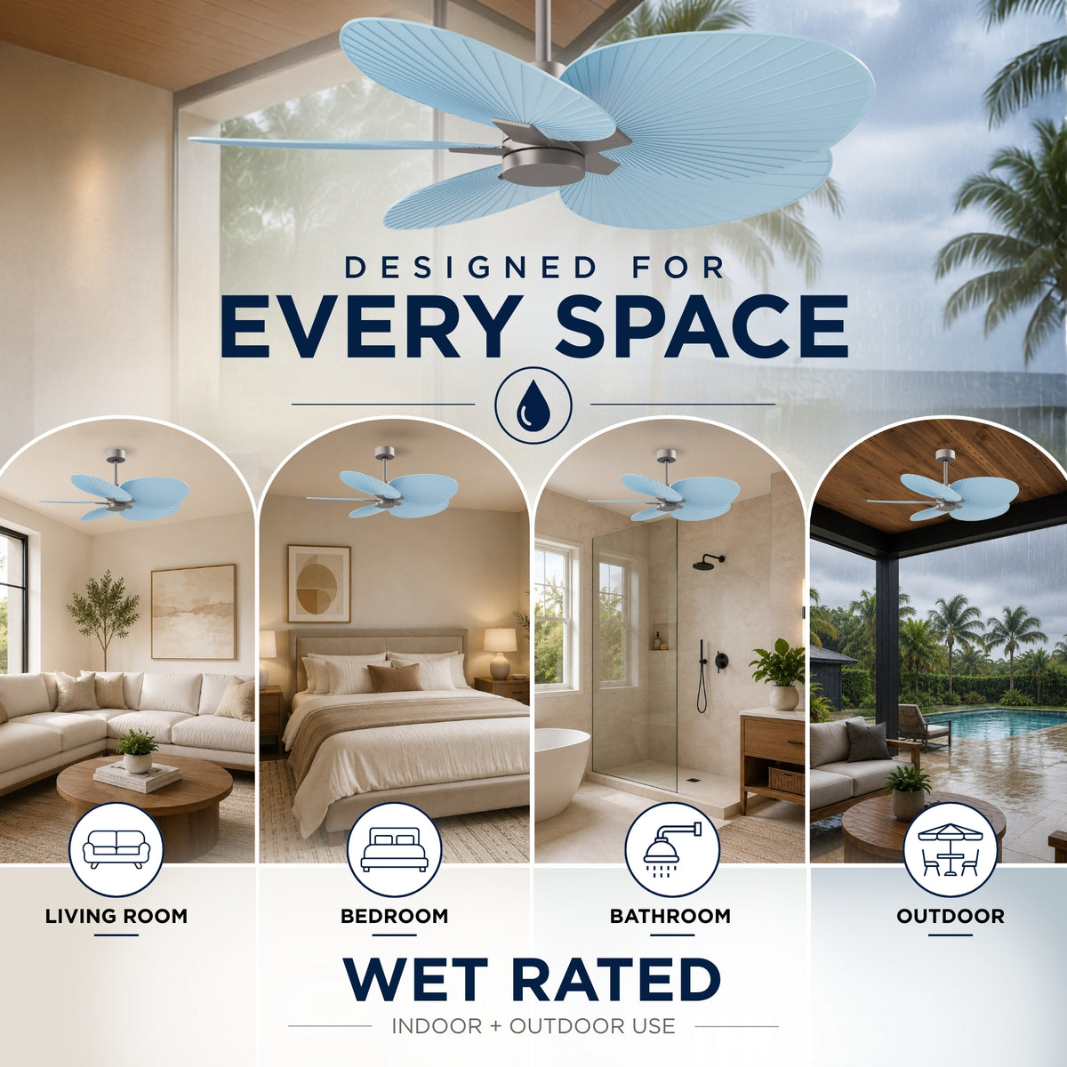 Alessandra Tropical 5-Blade Ceiling Fan Without Light Kit