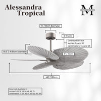 Alessandra Tropical 5-Blade Ceiling Fan Without Light Kit
