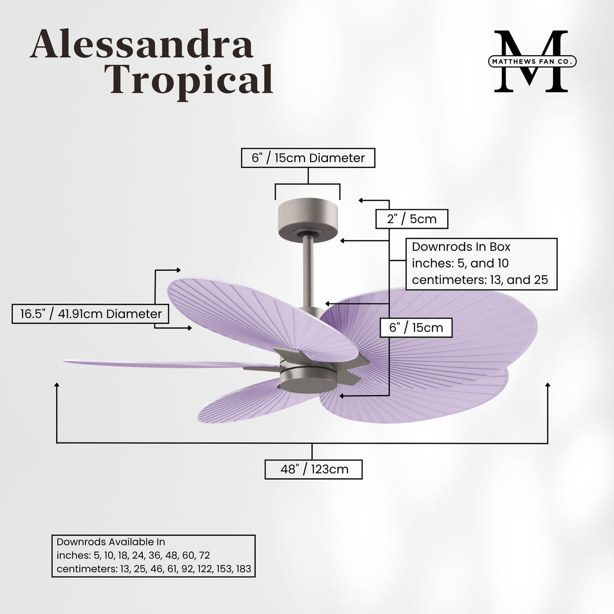 Alessandra Tropical 5-Blade Ceiling Fan Without Light Kit