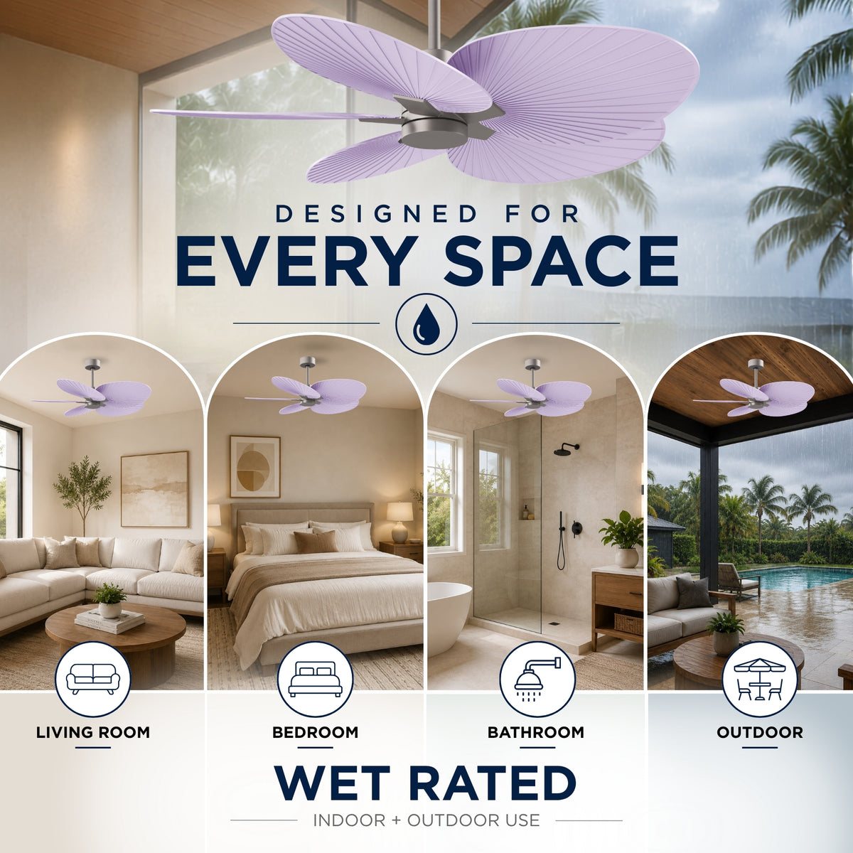 Alessandra Tropical 5-Blade Ceiling Fan Without Light Kit