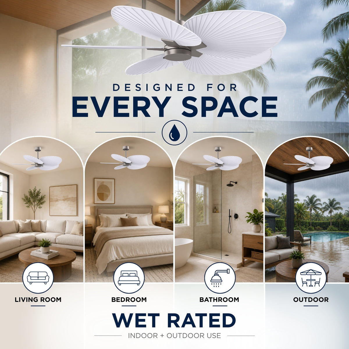 Alessandra Tropical 5-Blade Ceiling Fan Without Light Kit