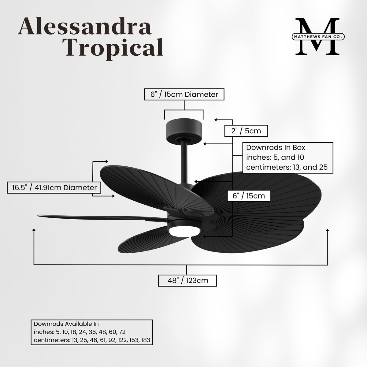 Alessandra Tropical 5-Blade Ceiling Fan with LED Light