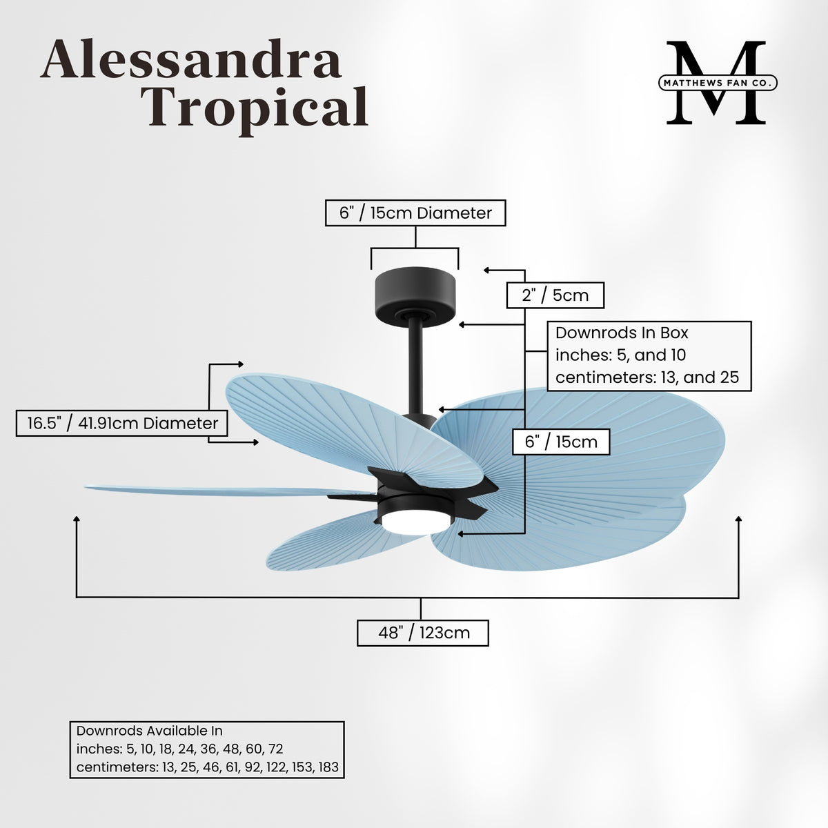 Alessandra Tropical 5-Blade Ceiling Fan with LED Light