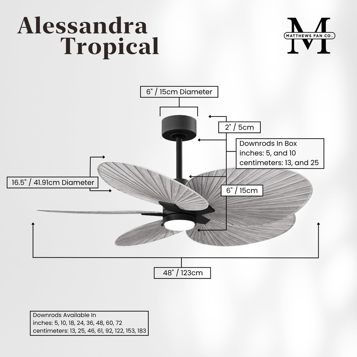 Alessandra Tropical 5-Blade Ceiling Fan with LED Light