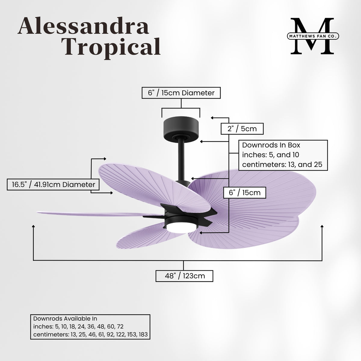 Alessandra Tropical 5-Blade Ceiling Fan with LED Light