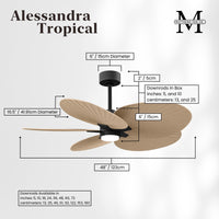 Alessandra Tropical 5-Blade Ceiling Fan with LED Light