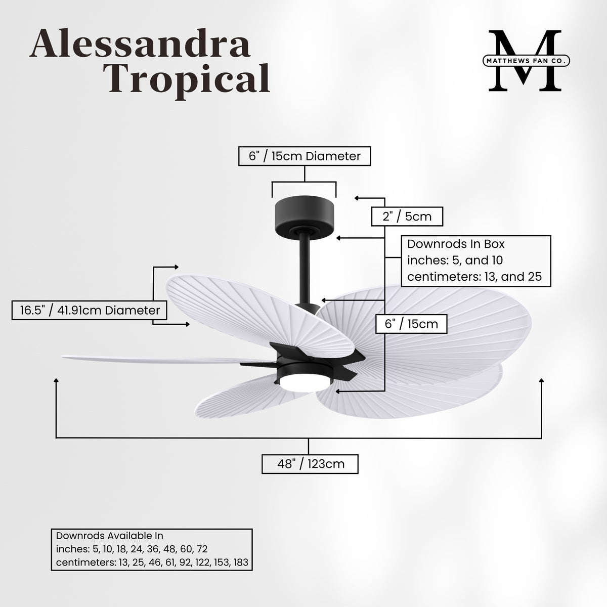 Alessandra Tropical 5-Blade Ceiling Fan with LED Light