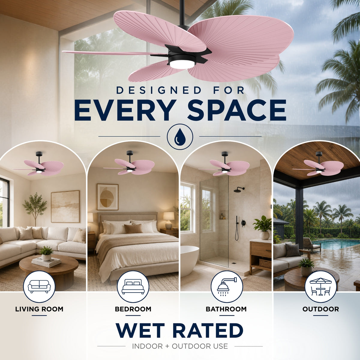 Alessandra Tropical 5-Blade Ceiling Fan with LED Light