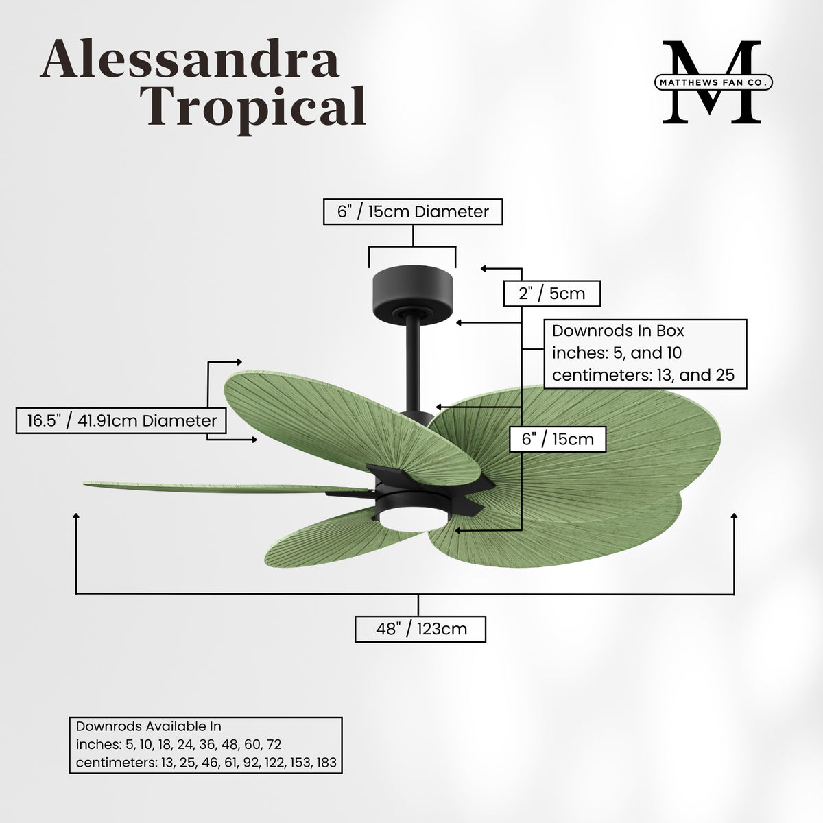 Alessandra Tropical 5-Blade Ceiling Fan with LED Light