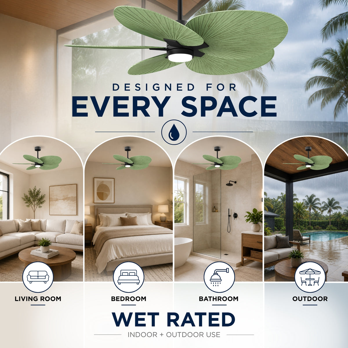 Alessandra Tropical 5-Blade Ceiling Fan with LED Light