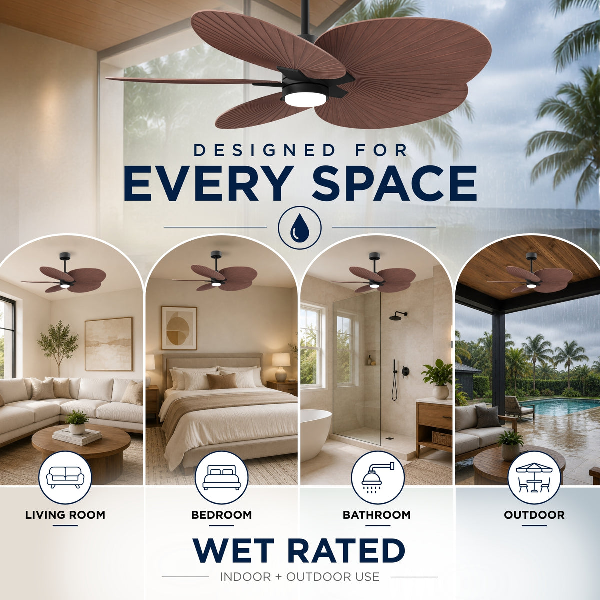 Alessandra Tropical 5-Blade Ceiling Fan with LED Light