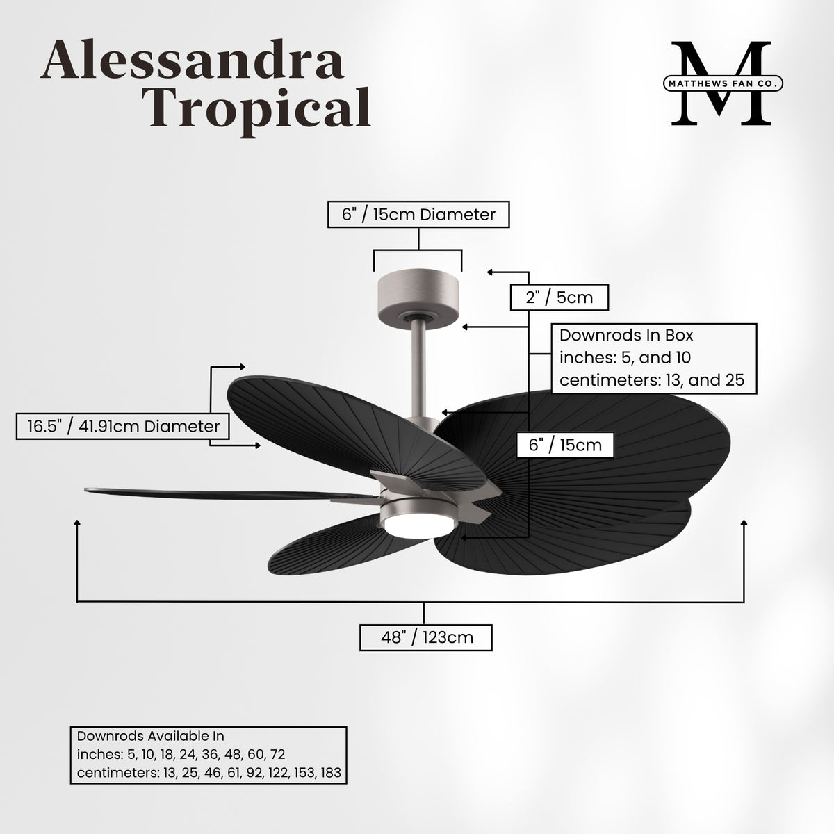 Alessandra Tropical 5-Blade Ceiling Fan with LED Light