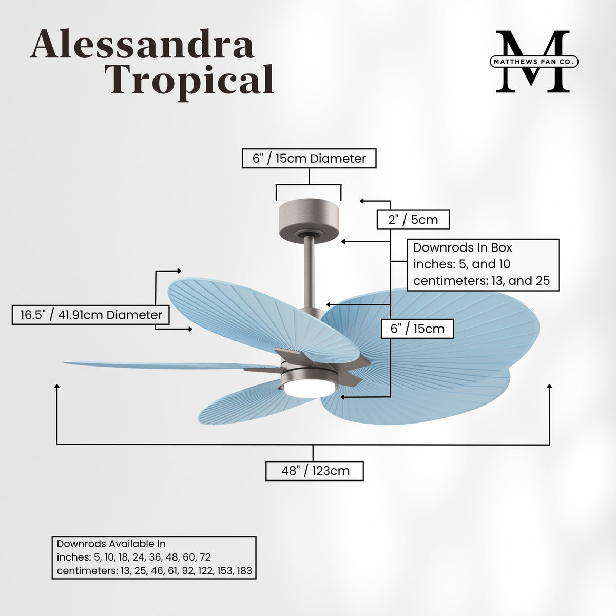 Alessandra Tropical 5-Blade Ceiling Fan with LED Light