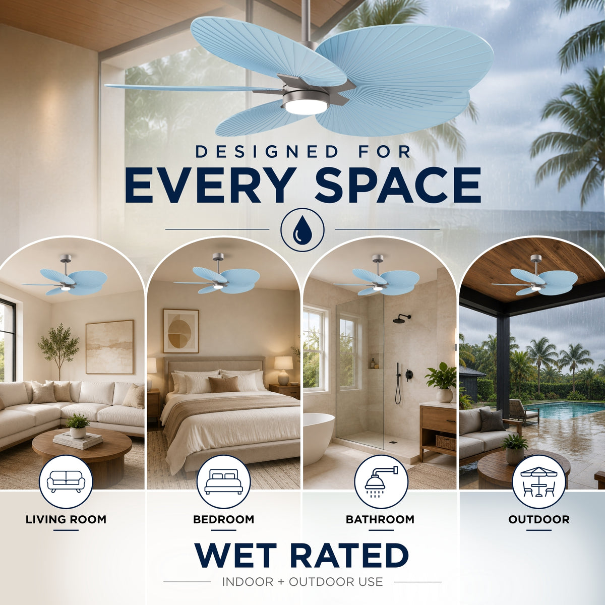 Alessandra Tropical 5-Blade Ceiling Fan with LED Light