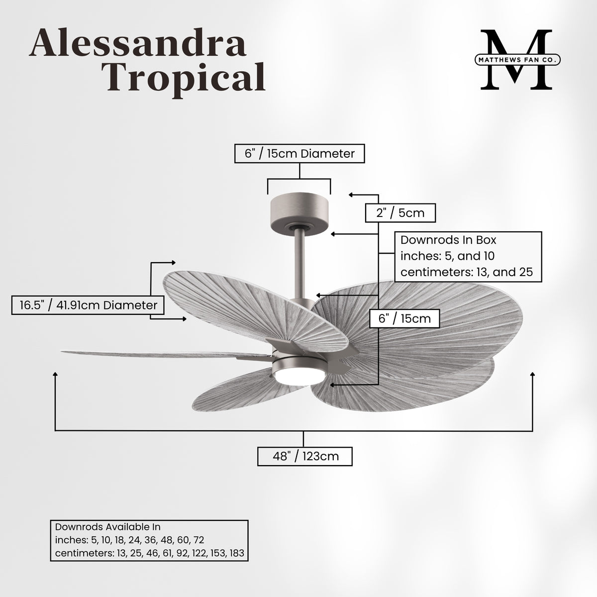 Alessandra Tropical 5-Blade Ceiling Fan with LED Light