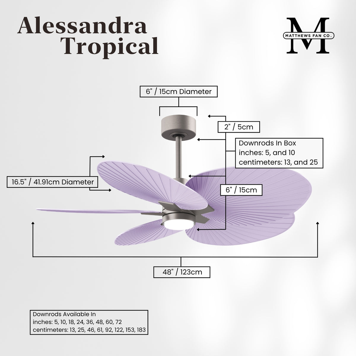 Alessandra Tropical 5-Blade Ceiling Fan with LED Light