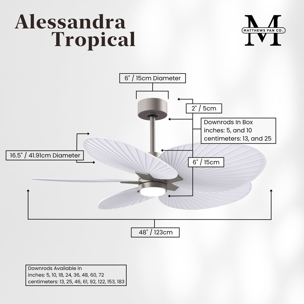 Alessandra Tropical 5-Blade Ceiling Fan with LED Light