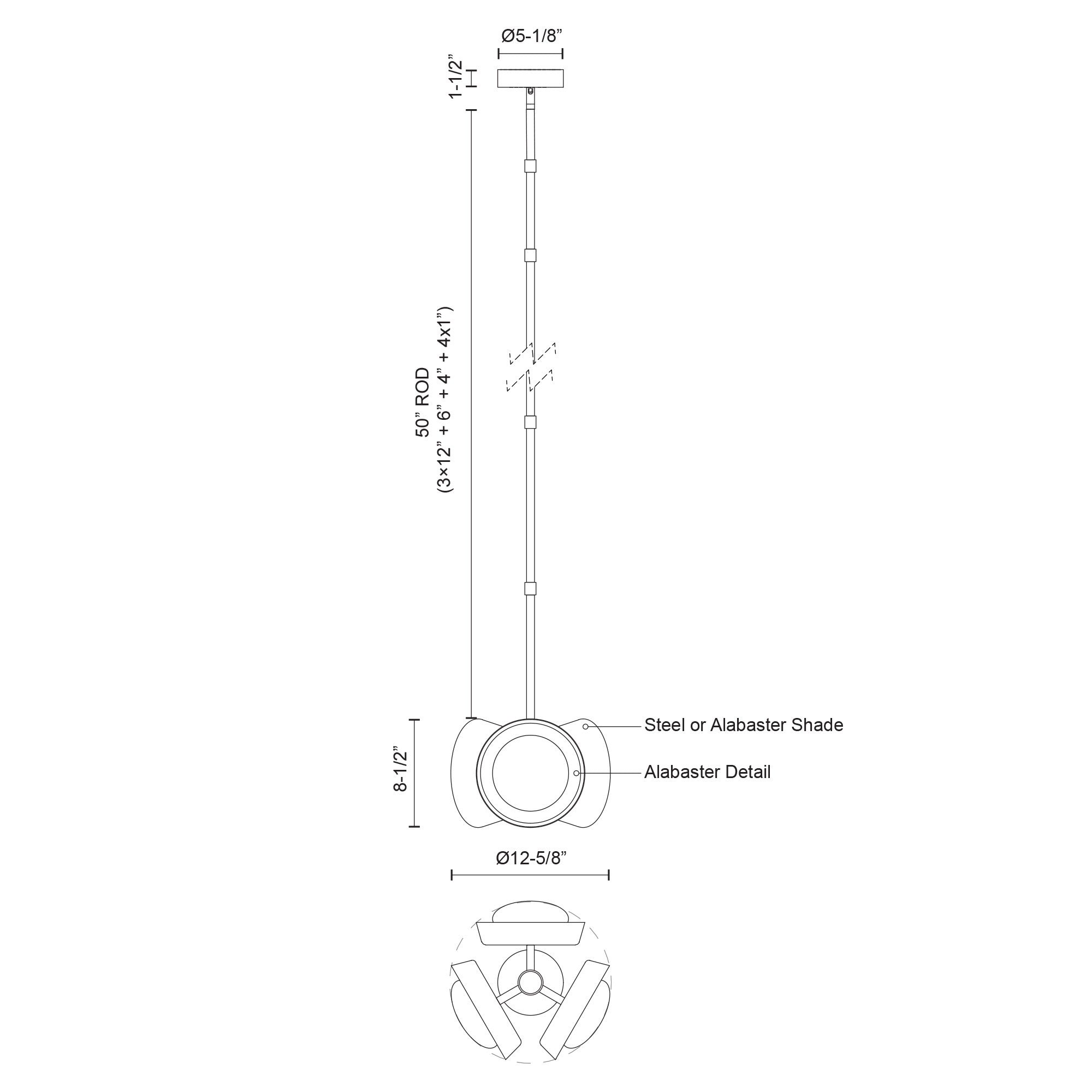Alonso 13-in Steel Pendant
