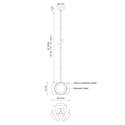 Alonso 13-in Steel Pendant