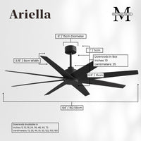 64-Inch Ariella 8-Blade Ceiling Fan Without Light Kit