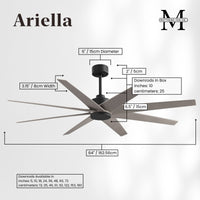 64-Inch Ariella 8-Blade Ceiling Fan Without Light Kit