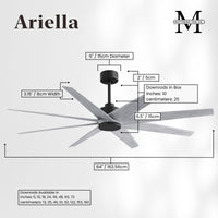 64-Inch Ariella 8-Blade Ceiling Fan Without Light Kit