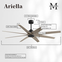 64-Inch Ariella 8-Blade Ceiling Fan Without Light Kit