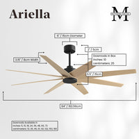 64-Inch Ariella 8-Blade Ceiling Fan Without Light Kit