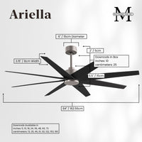 64-Inch Ariella 8-Blade Ceiling Fan Without Light Kit