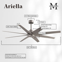 64-Inch Ariella 8-Blade Ceiling Fan Without Light Kit