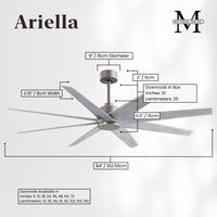 64-Inch Ariella 8-Blade Ceiling Fan Without Light Kit