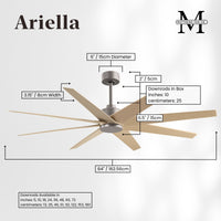 64-Inch Ariella 8-Blade Ceiling Fan Without Light Kit